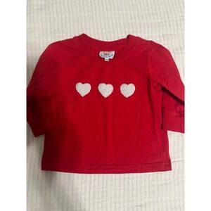 Busy Bee Smocks Toddler Boys Red Long Sleeve Heart Smocked French Knot Shirt 12M